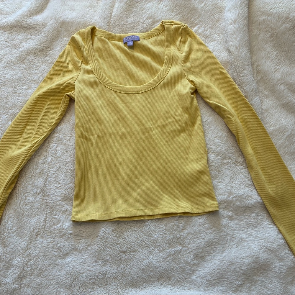 Florence by Mills Ribbed Yellow Long Sleeve Top